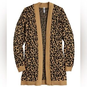 Nine West Animal Print Cardigan - Tan and Black